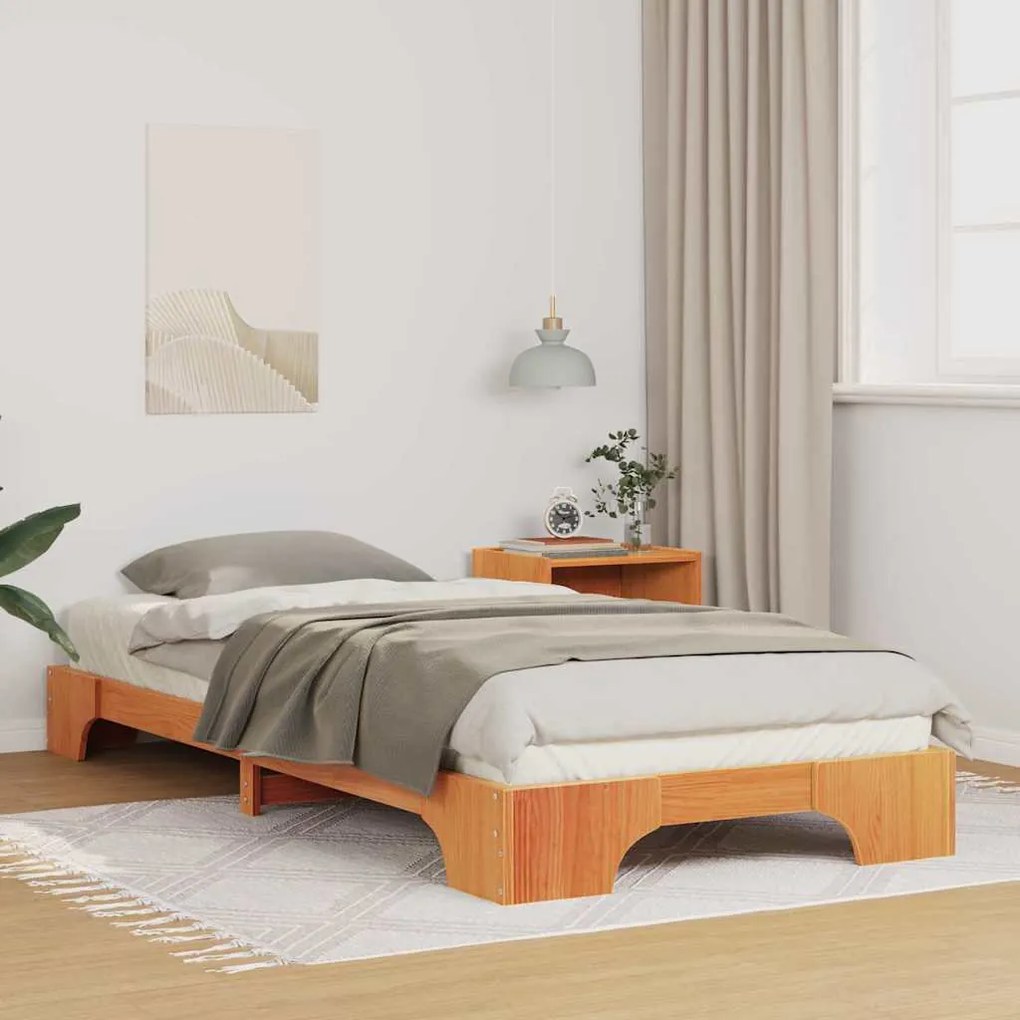 vidaXL Κρεβάτι δαπέδου με αποθήκευση Καφέ 100 x 220 cm ξύλο