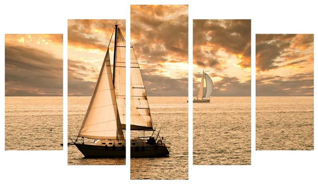 ΠΙΝΑΚΑΣ ΠΕΝΤΑΠΤΥΧΟ MDF SUNSET SAILING HM7206.01 100X0,3X60 εκ.