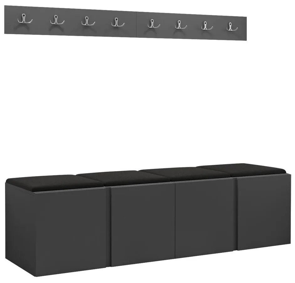 Σετ διαδρόμου Hartford 276, 168x46cm, 27 kg, Γραφίτης, Οικολογικό δέρμα, Πλαστικοποιημένη μοριοσανίδα, Τοίχου, Εντοιχισμένη | Epipla1.gr