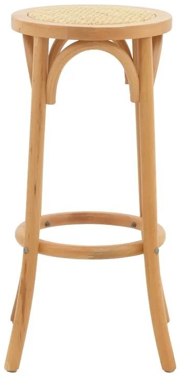 Σκαμπό μπαρ Serzo ξύλο οξιάς και rattan σε φυσικό χρώμα Φ36x71εκ 36x36x71 εκ.