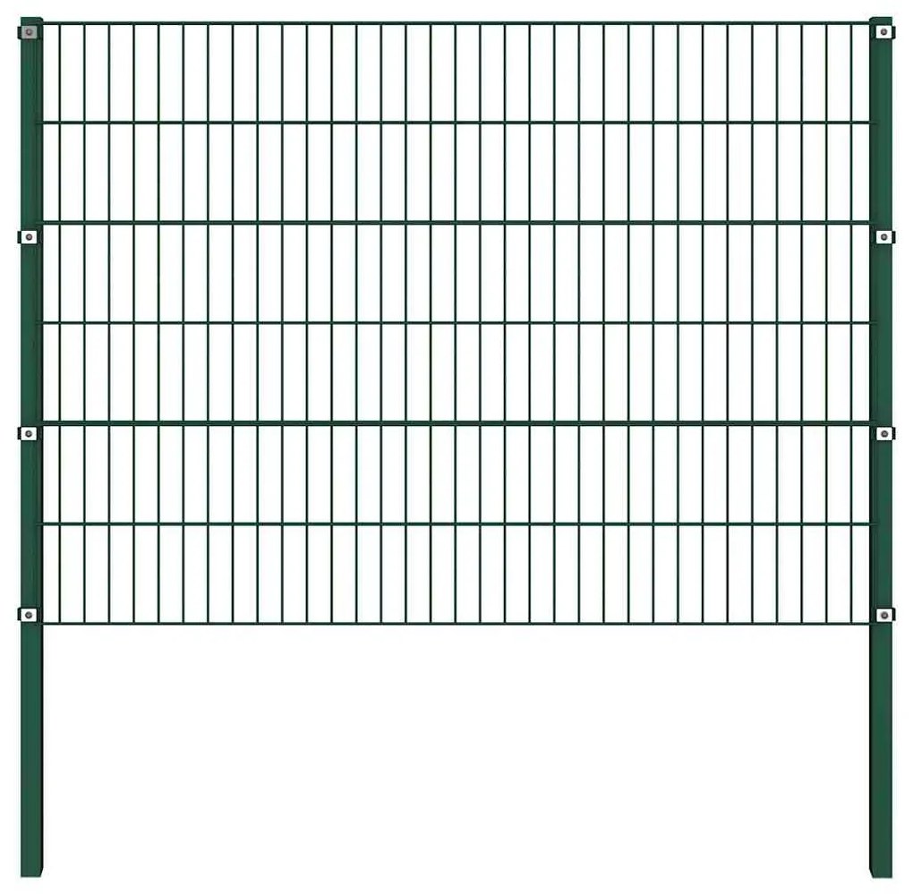 vidaXL Πάνελ Περίφραξης με Στύλους Σιδερένιο Πράσινο 176,5 x 120 εκ.
