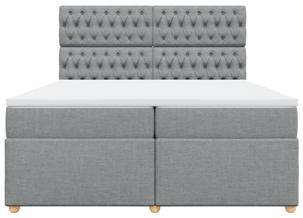 vidaXL Κρεβάτι Boxspring με Στρώμα Ανοιχτό Γκρι 200x200 εκ. Υφασμάτινο