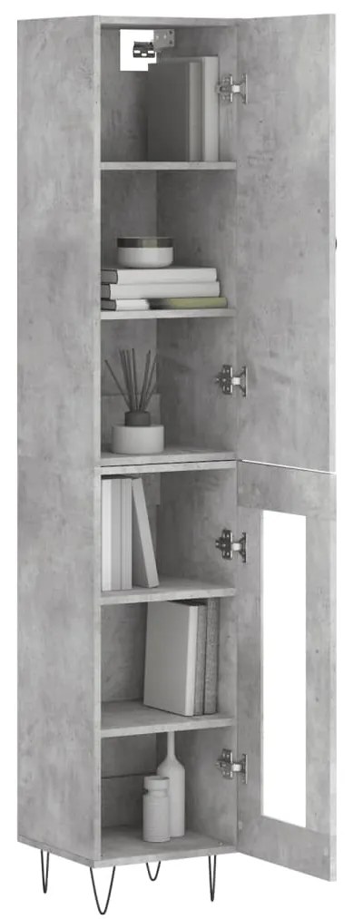 vidaXL Ντουλάπι Γκρι Σκυροδέματος 34,5x34x180 εκ. Επεξεργασμένο Ξύλο