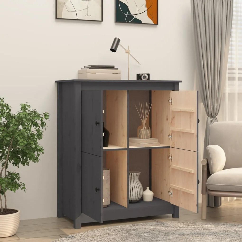vidaXL Ντουλάπι Γκρι 83 x 41,5 x 100 εκ. από Μασίφ Ξύλο Πεύκου