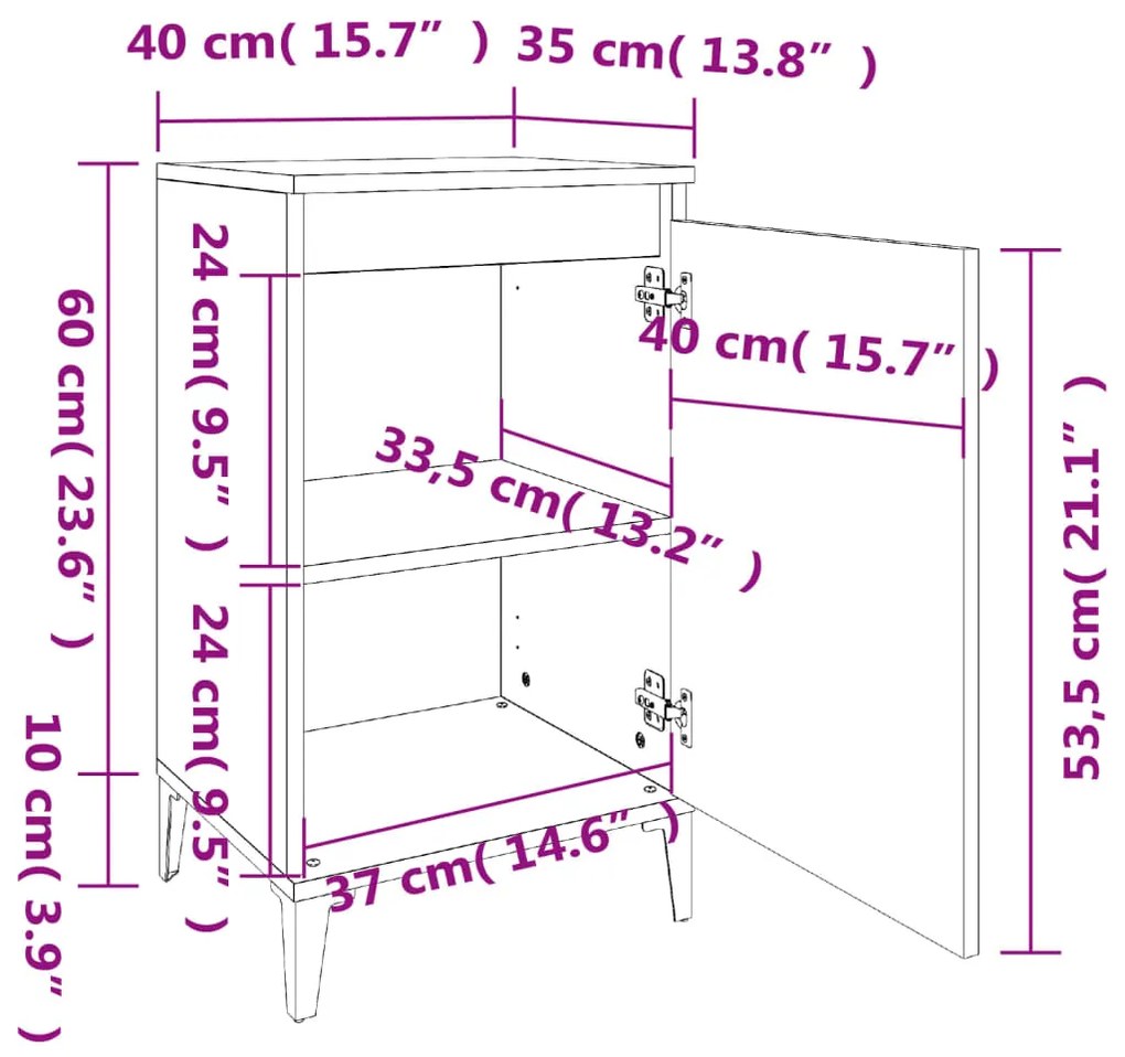 Κομοδίνο Sonoma Δρυς 40x35x70 εκ. από Επεξεργασμένο Ξύλο - Καφέ