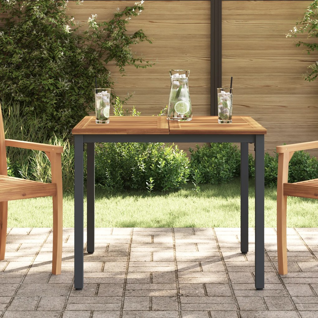 vidaXL Τραπέζι Κήπου 90x90x75 εκ. Μασίφ ξύλο ακακίας και Μέταλλο