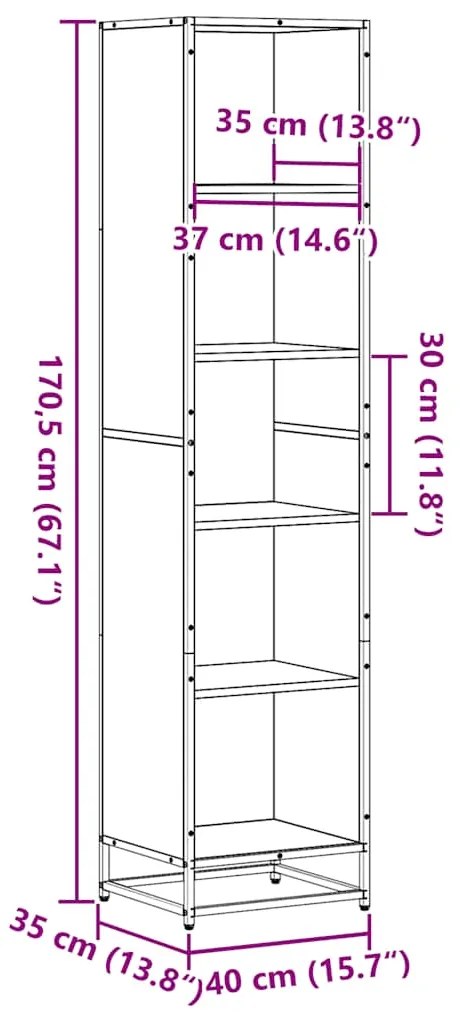 ΒΙΒΛΙΟΘΗΚΗ ΓΚΡΙ SONOMA 40X35X170,5 ΕΚ. ΑΠΟ ΕΠΕΞΕΡΓΑΣΜΕΝΟ ΞΥΛΟ 849142