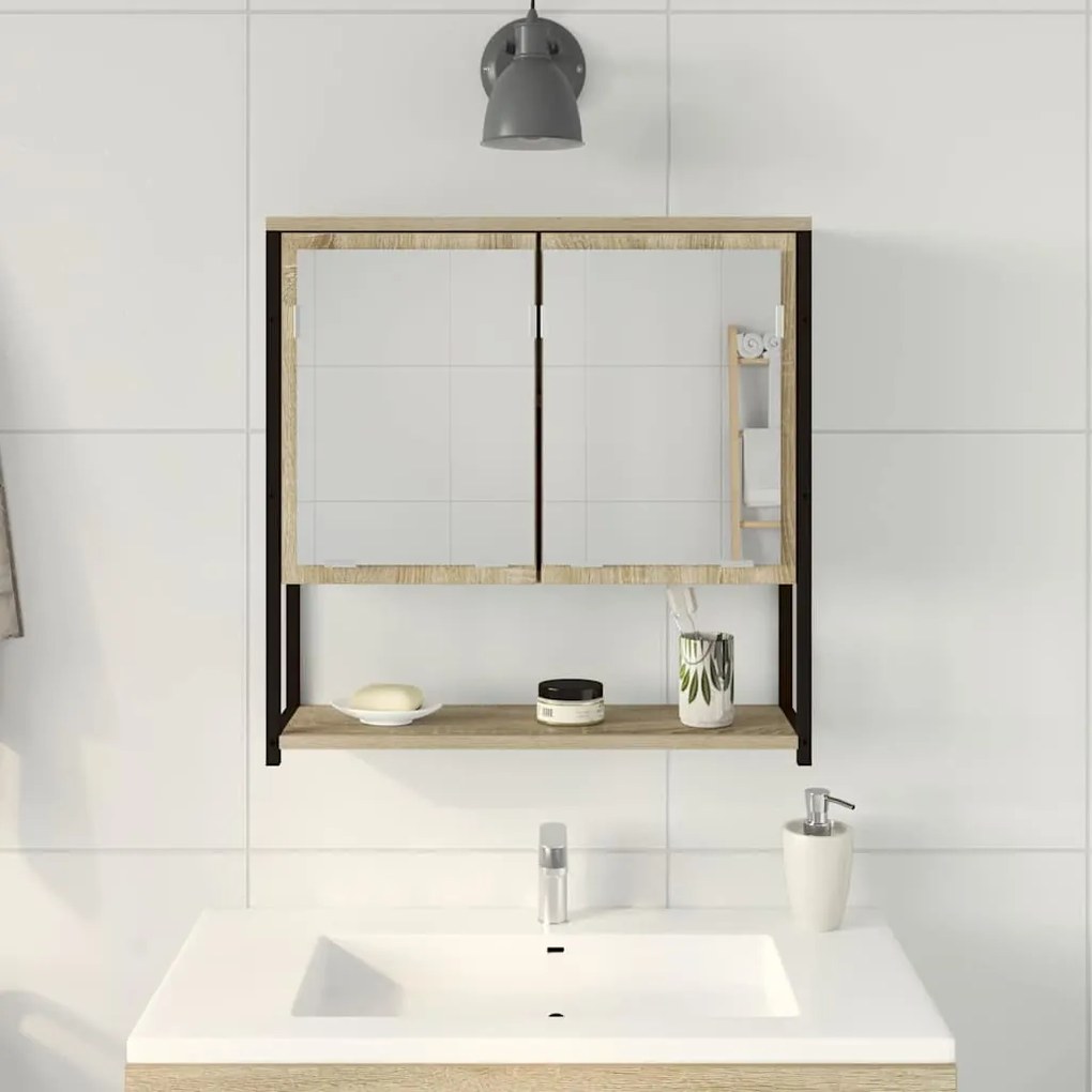 vidaXL Καθρέφτης Μπάνιου Μπεζ 60 x 16 x 60 εκ Επεξεργασμένο ξύλο