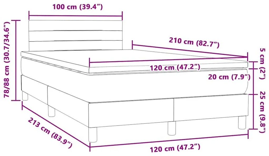 Κρεβάτι Boxspring με Στρώμα Μαύρο 1120x210 εκ. Βελούδινο - Μαύρο