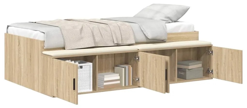 vidaXL Κρεβάτι με αποθηκευτικό χώρο Sonoma Δρυς 100 x 200 cm