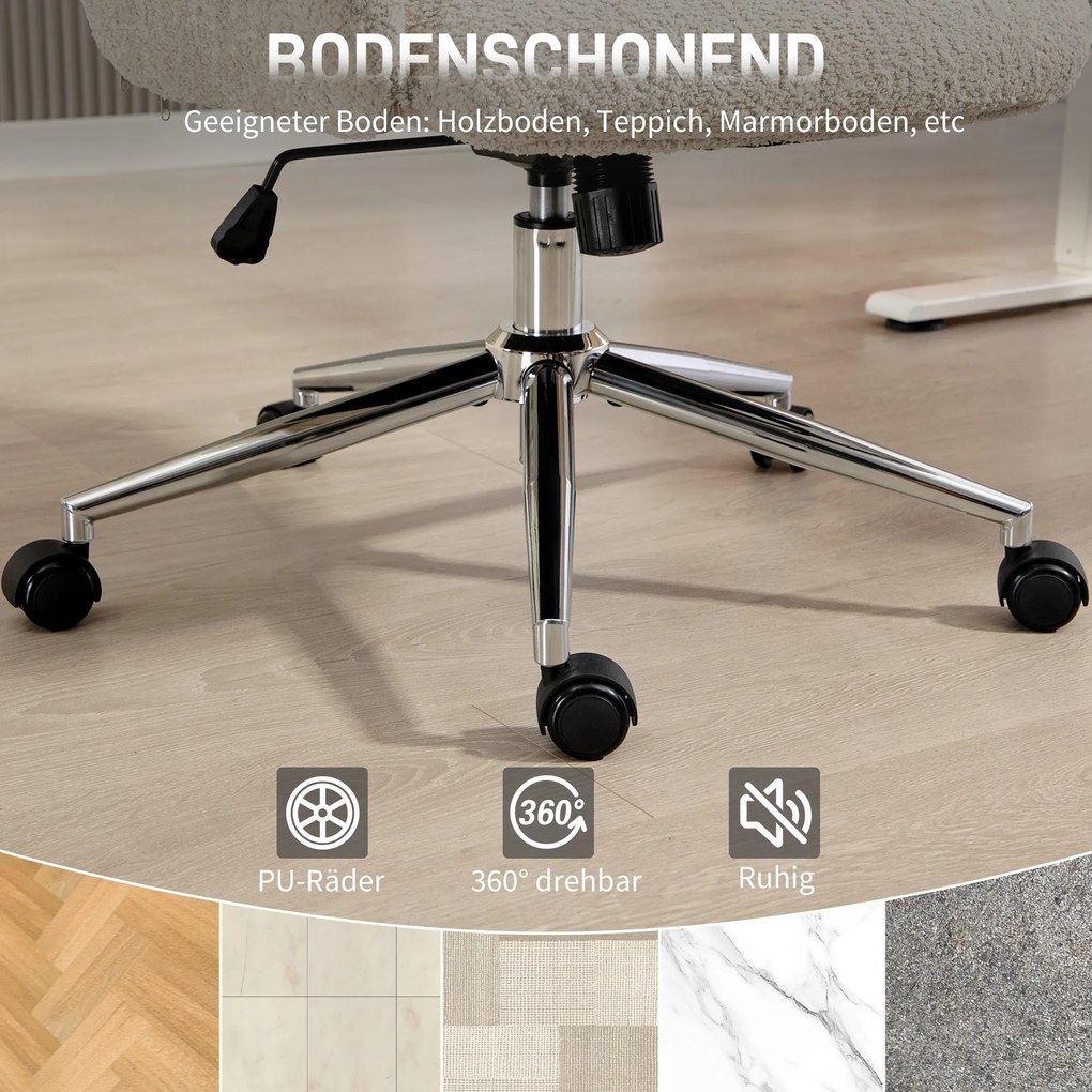 Καρέκλα γραφείου HOMCOM με ρυθμιζόμενο προσκέφαλο, εργονομική καρέκλα γραφείου, λειτουργία ανάκλισης, ρυθμιζόμενο ύψος, Γκρι λευκό