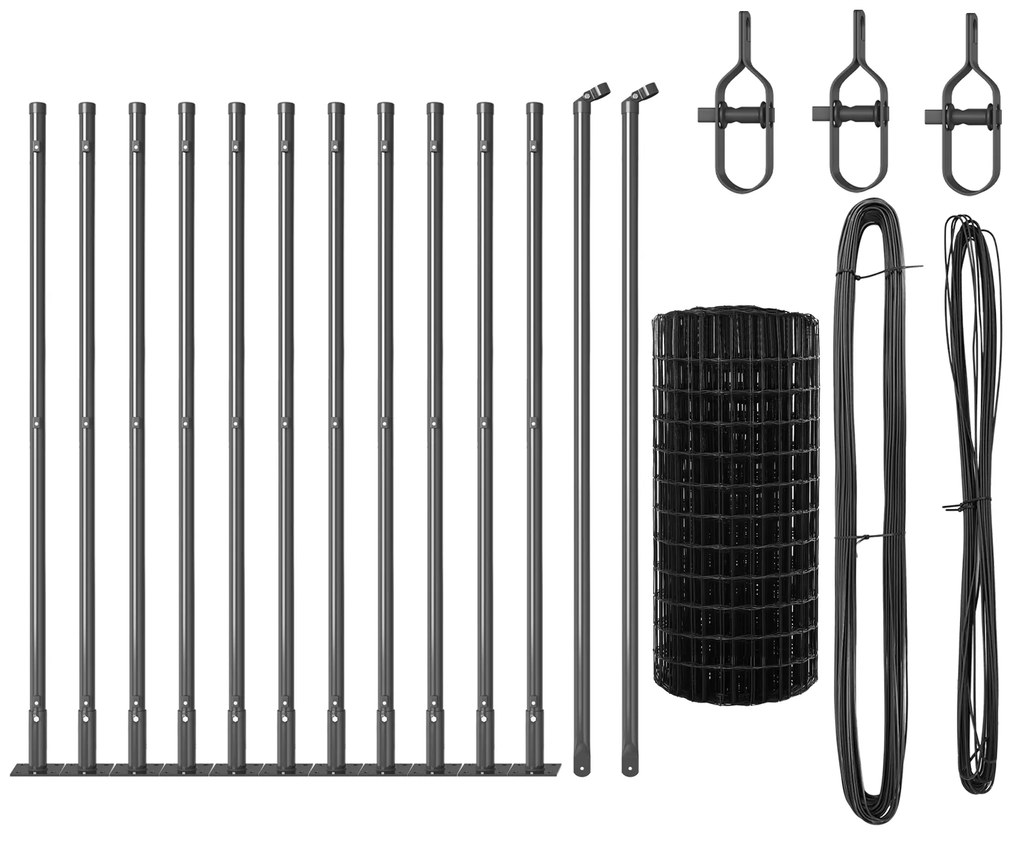 vidaXL Euro Fence με 13 Φλαγγμένες Στήλες 0.6x25 μ Γαλβανισμένος Χάλυβας