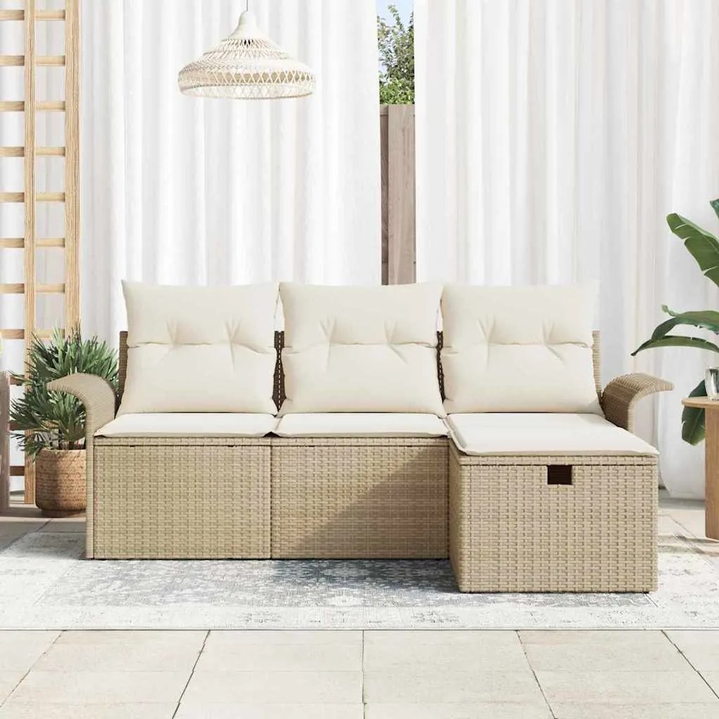vidaXL Σετ Καναπέ Κήπου 4 pcs μπεζ και κρεμ 196 x 117 x 85 εκ.
