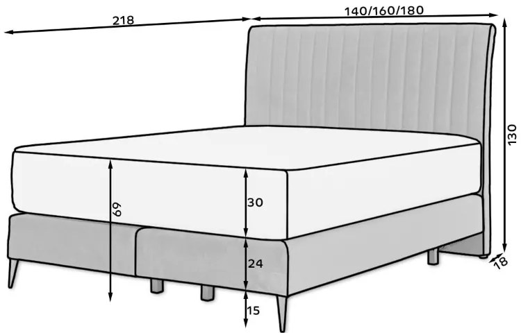 Επενδυμένο κρεβάτι Ivy με στρώμα-Kafe-160 x 200 εκ.