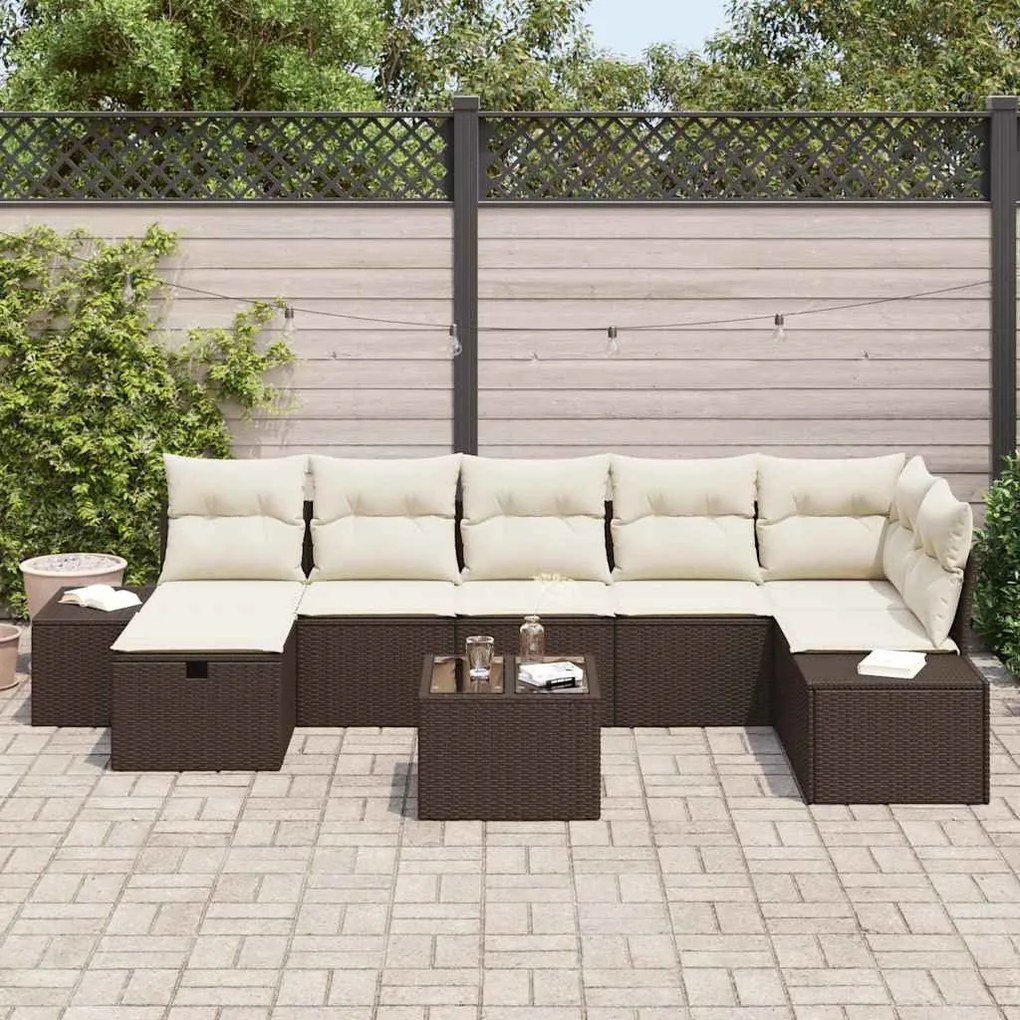 vidaXL Σετ Καναπέ Κήπου 8 pcs Καφέ 55 x 62 x 69 εκ Πολυ ράταν