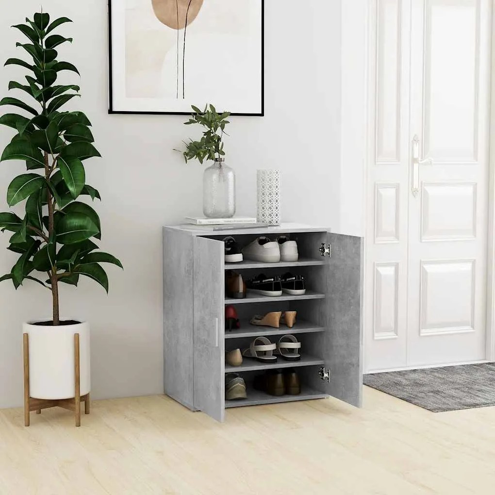 vidaXL Παπουτσοθήκη Γκρι Σκυροδέματος 60 x 35 x 70 εκ. από Επεξ. Ξύλο