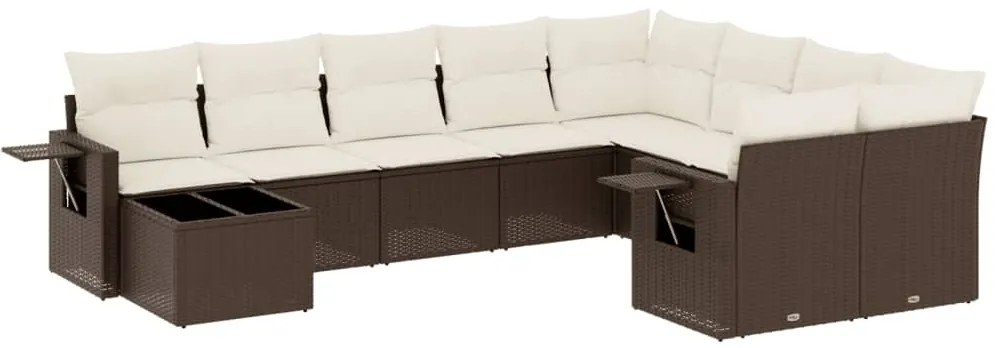 vidaXL Σαλόνι Κήπου 10 Τεμαχίων Καφέ από Συνθετικό Ρατάν με Μαξιλάρια