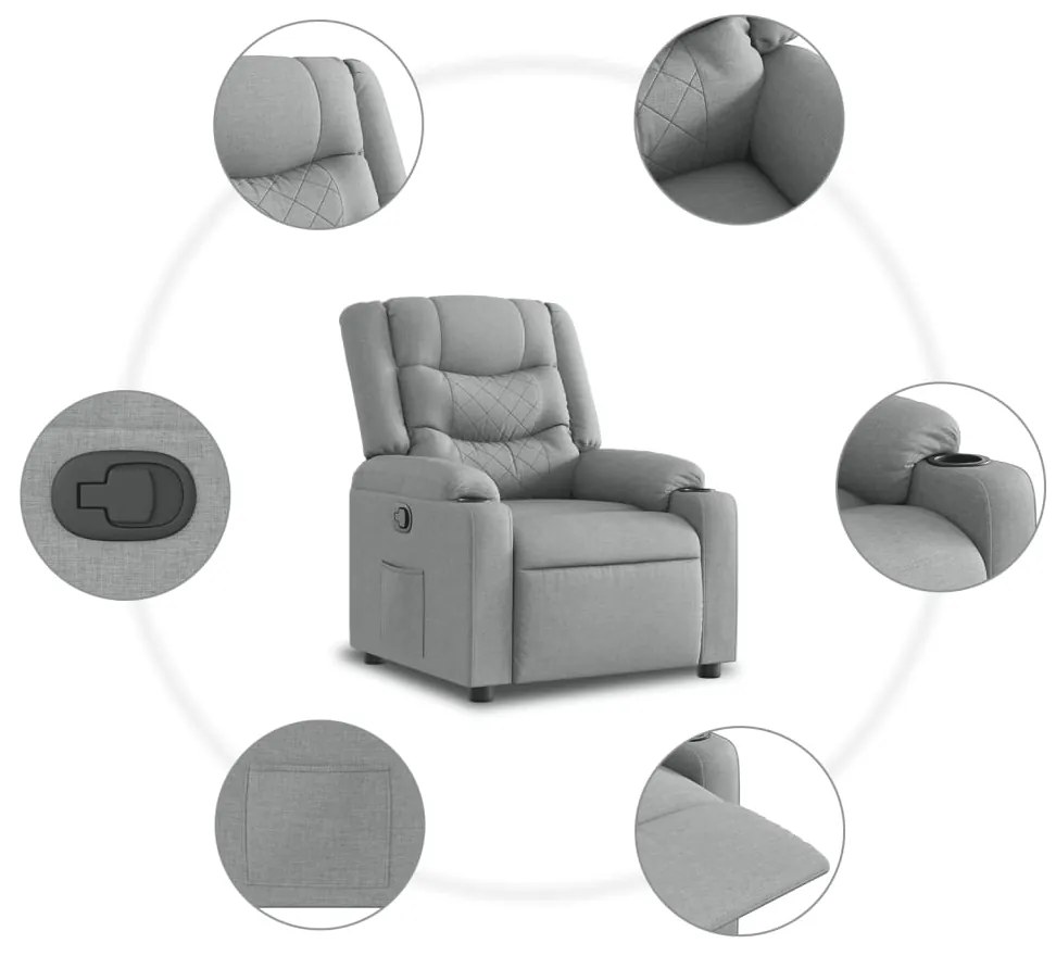 vidaXL Πολυθρόνα Ανακλινόμενη Ανοιχτό Γκρι Υφασμάτινη