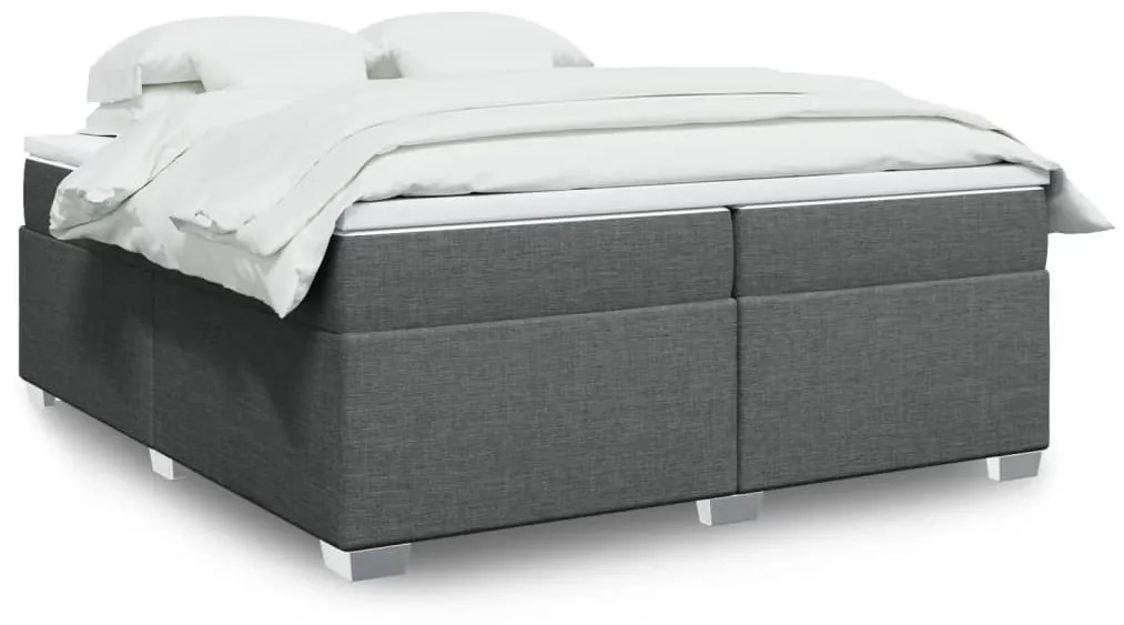 vidaXL Κρεβάτι Boxspring με Στρώμα Σκούρο Γκρι 200x200 εκ. Υφασμάτινο