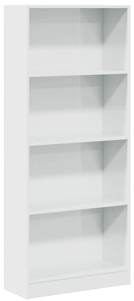 Βιβλιοθήκη Γυαλιστερό Λευκό 60x24x143 εκ. Επεξεργασμένο Ξύλο - Λευκό
