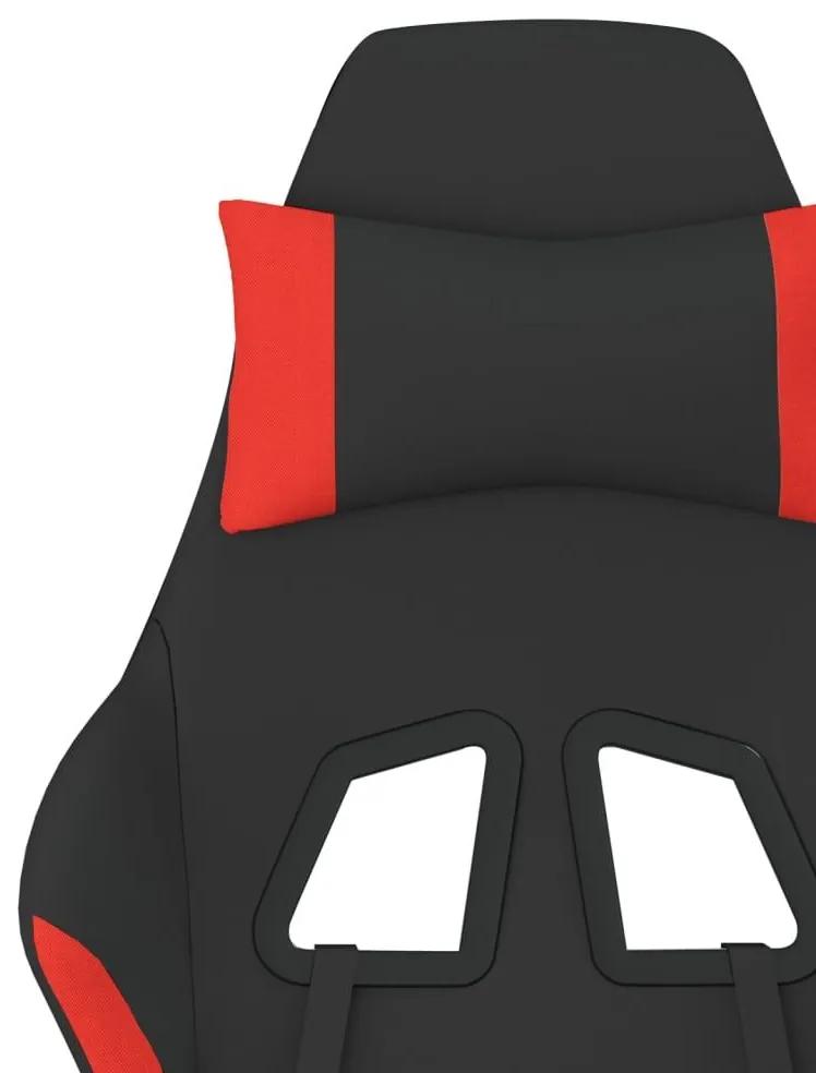 Καρέκλα Μασάζ Gaming Μαύρο και Κόκκινη Ύφασμα με Υποπόδιο - Κόκκινο