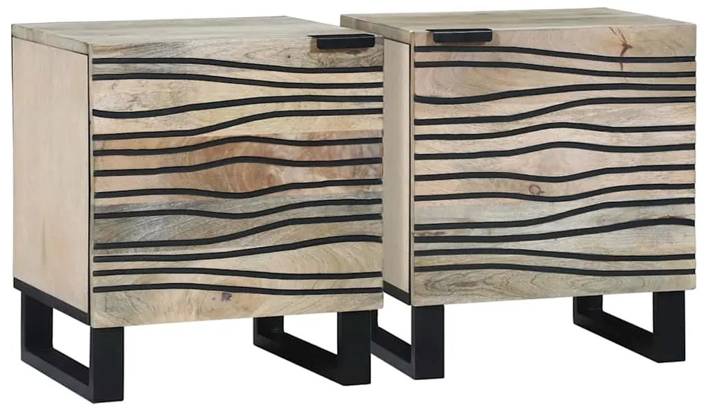 vidaXL Κομοδίνο 2 pcs Λευκό και Μαύρο 40 x 33 x 46 εκ.