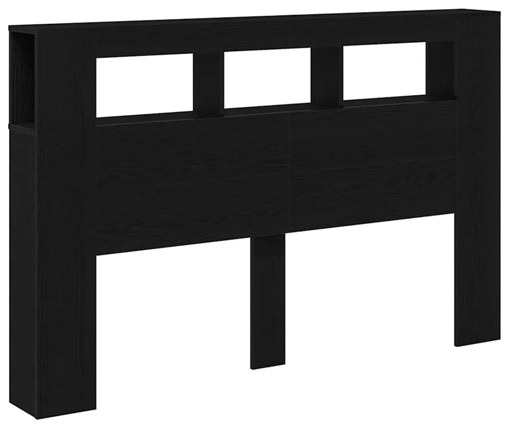 vidaXL LED κεφαλάρι με ράφι Μαύρη δρυς 160 x 18.5 x 103.5 εκ