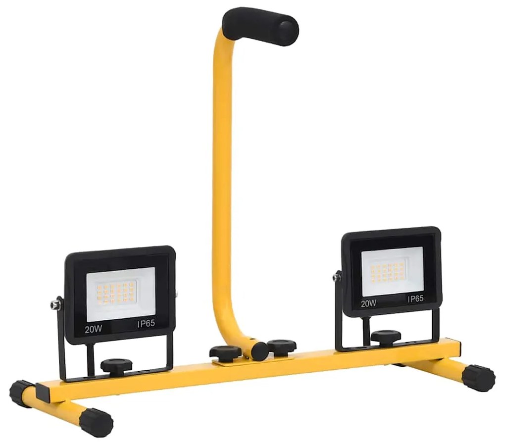 vidaXL Προβολέας LED με Λαβή Ψυχρό Λευκό 2 x 20 W