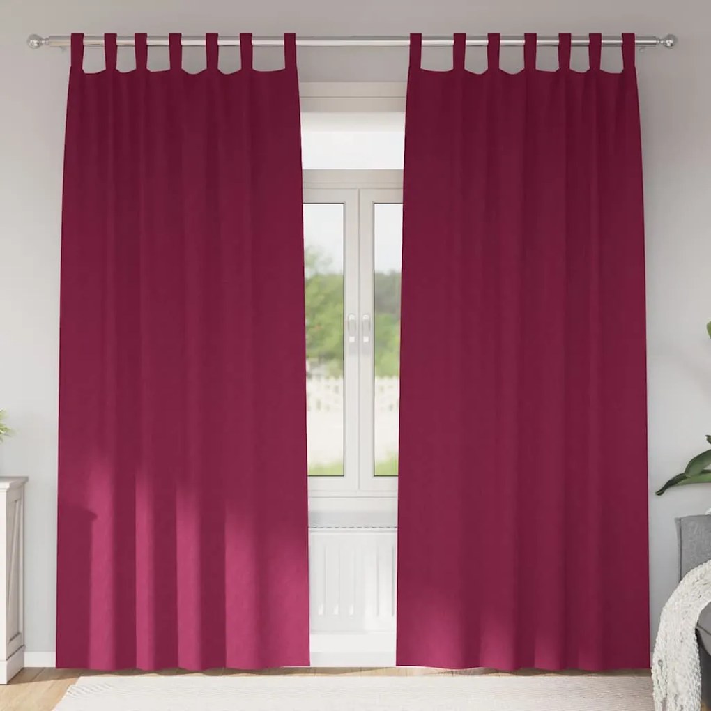 vidaXL Κουρτίνες με κουρτίνες 2 pcs Κόκκινο 245 x 140 εκ. Πολυεστέρας