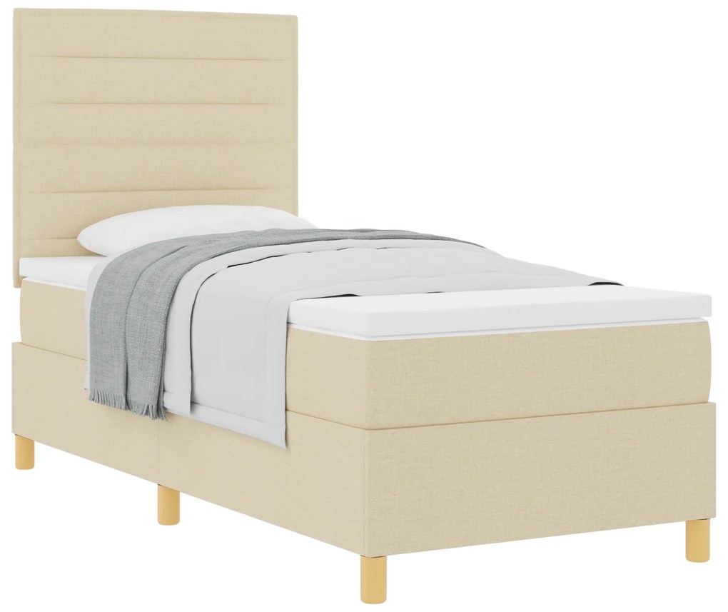 vidaXL Κρεβάτι με ελατήρια με στρώμα Κρεμ 100 x 200 cm ύφασμα