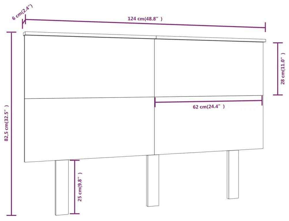 vidaXL Κεφαλάρι Κρεβατιού 124x6x82,5 εκ. από Μασίφ Ξύλο Πεύκου