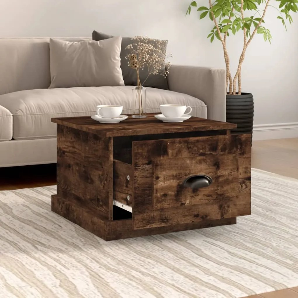 vidaXL Τραπεζάκι Σαλονιού Καπνιστή Δρυς 50x50x35 εκ. Επεξεργασμ. Ξύλο