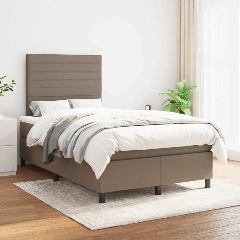 Κρεβάτι Boxspring με Στρώμα Taupe 120x200 εκ. Υφασμάτινο - Μπεζ-Γκρι