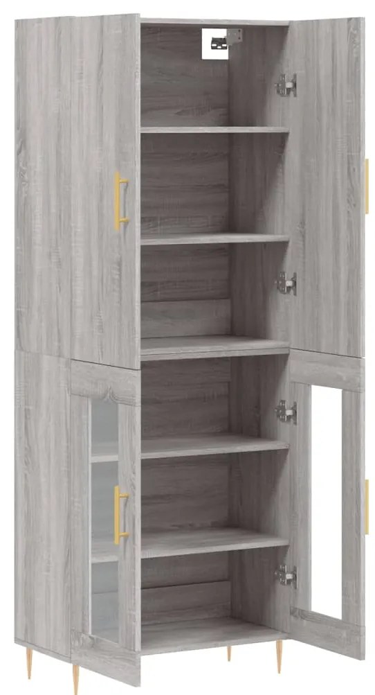 vidaXL Ντουλάπι Γκρι Sonoma 69,5 x 34 x 180 εκ. Επεξεργασμένο Ξύλο