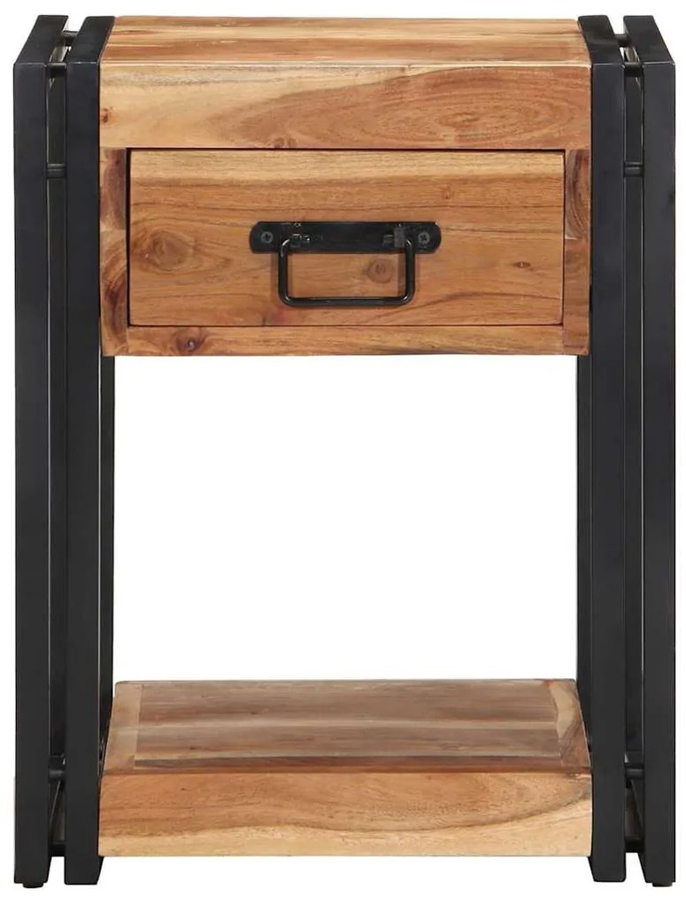 vidaXL Κομοδίνο με συρτάρι Καφέ 40 x 35 x 50 εκ. Μασίφ ξύλο ακακίας