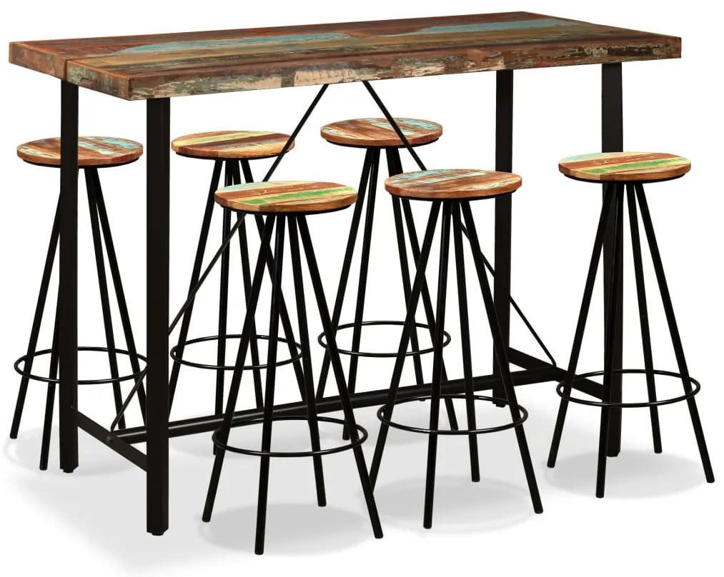 vidaXL Σετ Επίπλων Μπαρ 7 Τεμαχίων από Μασίφ Ανακυκλωμένο Ξύλο
