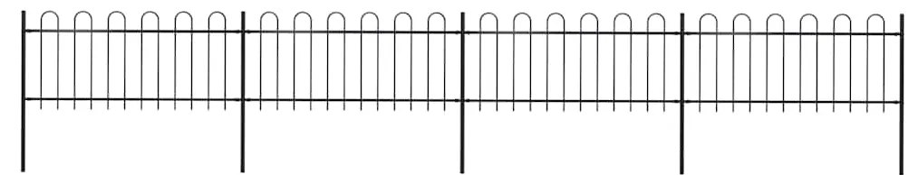 Φράχτης Κήπου με Κορυφή από Ατσάλι 714,5x80 εκ. Μαύρος