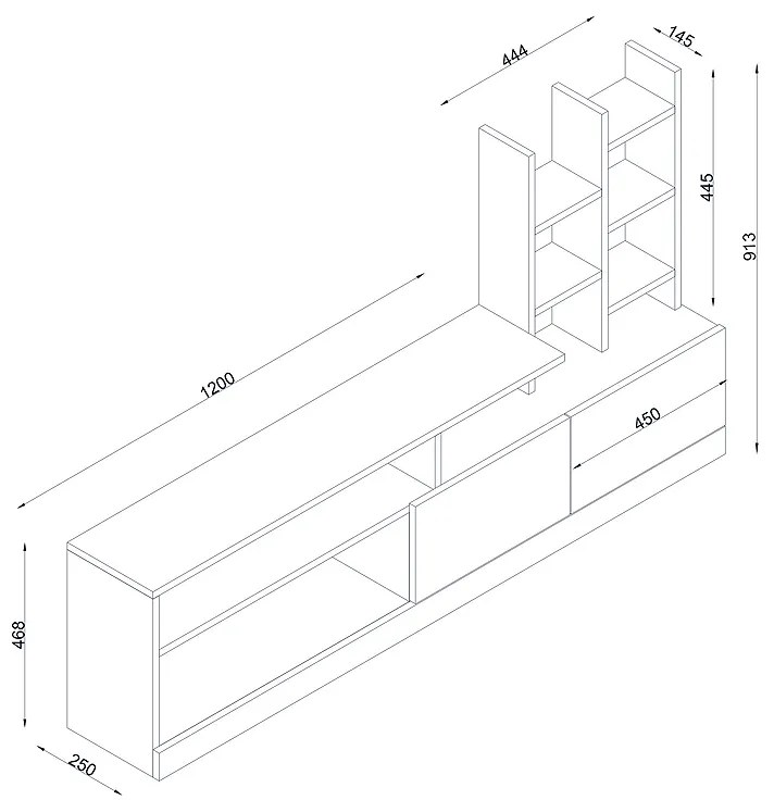 ΣΥΝΘΕΣΗ ΤΗΛΕΟΡΑΣΗΣ PESARO MEGAPAP ΧΡΩΜΑ ΛΕΥΚΟ 165X25X91,3ΕΚ.