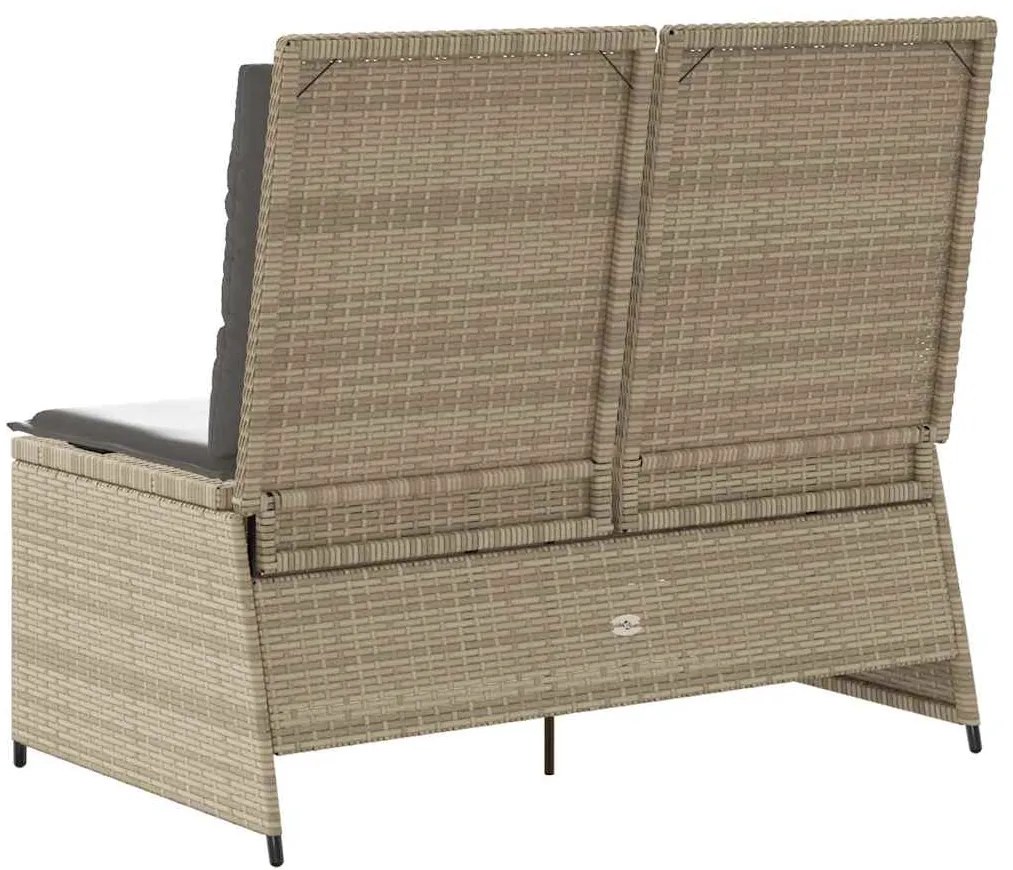 vidaXL Πάγκος Κήπου Ανακλινόμενος Μπεζ Συνθετικό Ρατάν με Μαξιλάρια