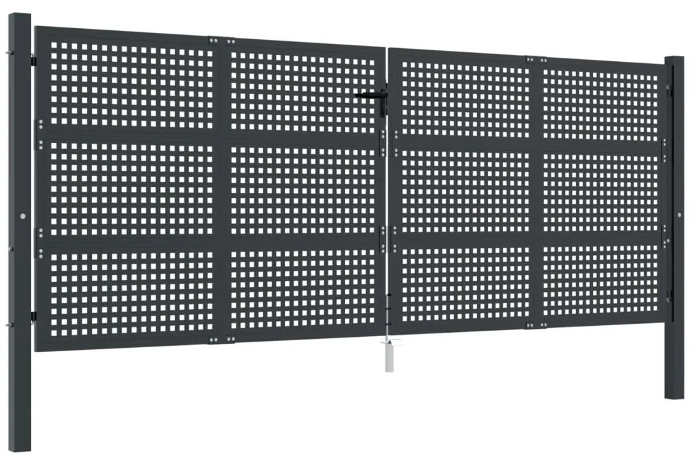 vidaXL Πύλη Κήπου Ανθρακί 400 x 150 εκ. Ατσάλινη
