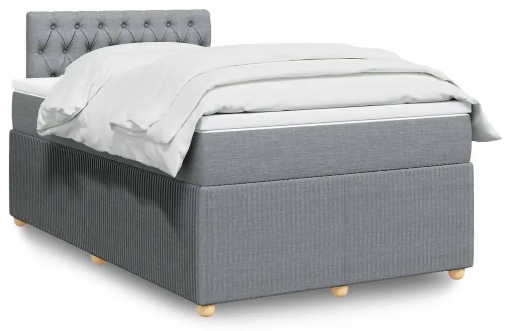 Κρεβάτι Boxspring με Στρώμα Ανοιχτό Γκρι 120x190 εκ. Υφασμάτινο