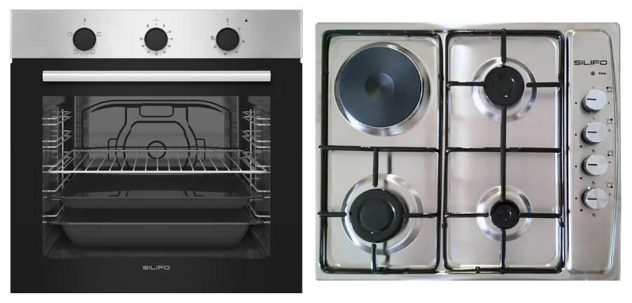 SILIFO ΣΕΤ ΦΟΥΡΝΟΣ ΗΛΕΚΤΡΙΚΟΣ SF6855BOI INOX 76LT + ΕΣΤΙΑ ΜΙΚΤΗ SF6100 INOX (3 ΥΓΡΑΕΡΙΟΥ + 1 ΗΛΕΚΤΡΙΚΟ) SILIFO 999-002-90148