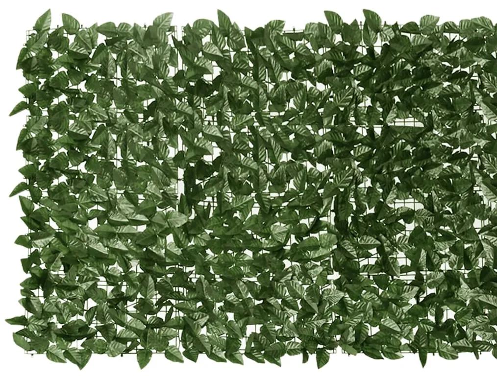 vidaXL Διαχωριστικό Βεράντας με Φύλλα Σκούρο Πράσινο 200 x 100 εκ.
