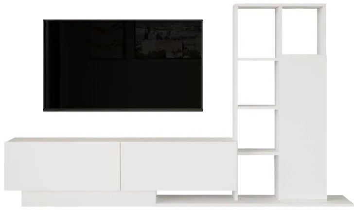 Σύνθετο σαλονιού Damon pakoworld σε λευκή απόχρωση 211.2x29.5x123.6εκ