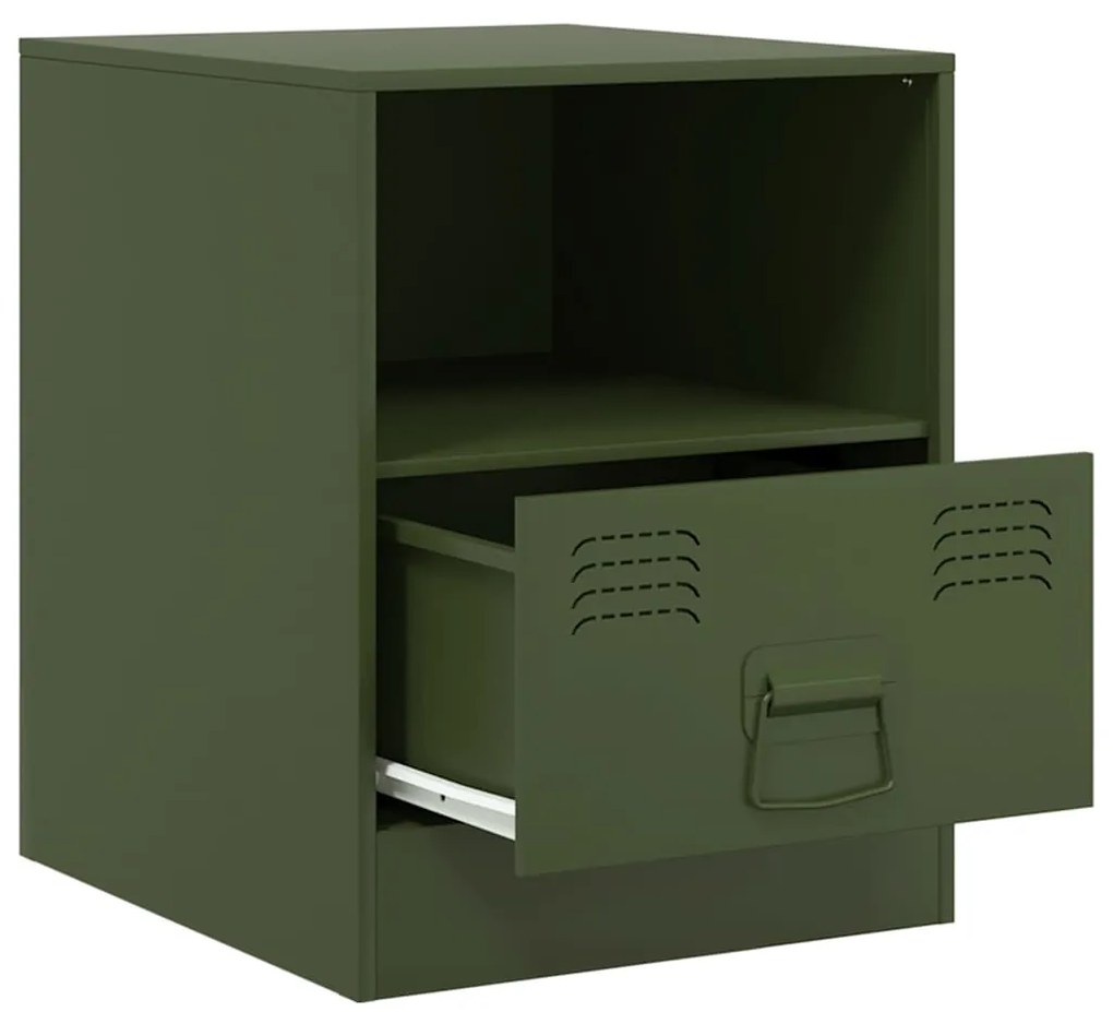 vidaXL Κομοδίνα 2 τεμ. Πράσινο Λαδί 34,5x39x44 εκ. από Χάλυβα