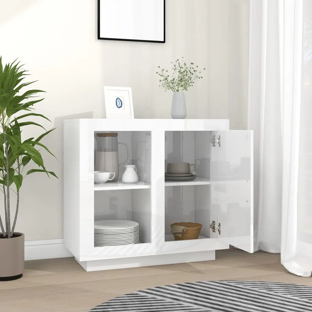 vidaXL Συρταριέρα Γυαλιστερό Λευκό 80 x 40 x 75 εκ.