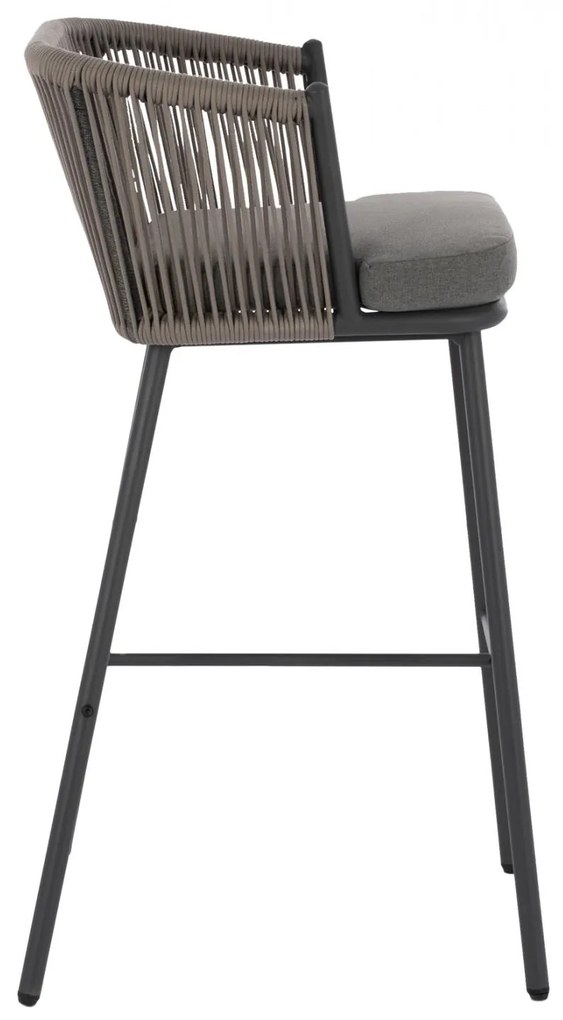 Σκαμπό Μπαρ BROGAN C5714.01 Μεταλλικός Σκελετός με Σχοινί Γκρί 53x42x101 εκ. 53x42x101 εκ.