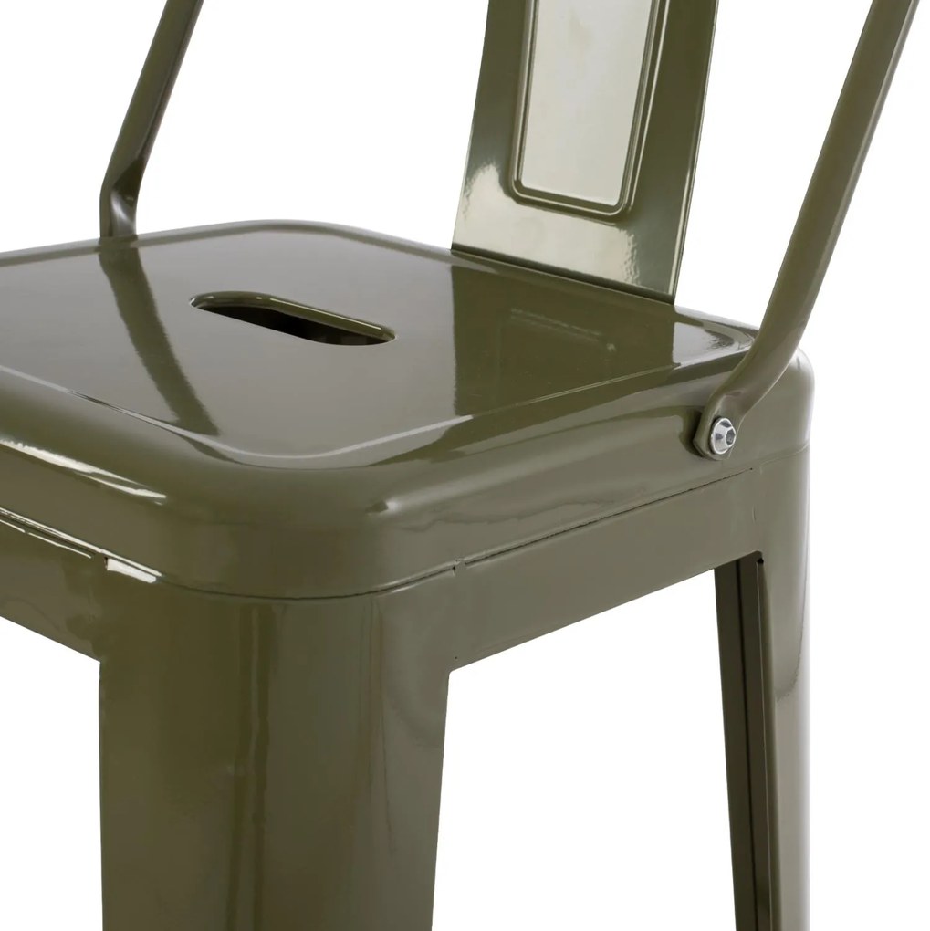 Σκαμπό μπάρ με πλάτη Melita-Pro Μεταλλικό Dark Olive Green 42x42x100Υ εκ. 42x42x100 εκ.