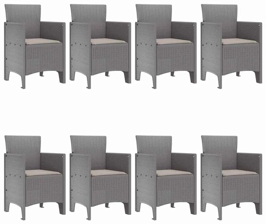 vidaXL Σέτ φαγητού για κήπο 9 pcs Ανοιχτό γκρι Rattan Polt