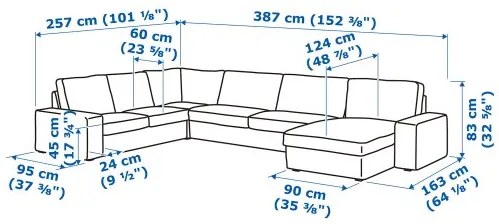 KIVIK γωνιακός καναπές, 6 θέσεων με σεζλόνγκ 394.430.25